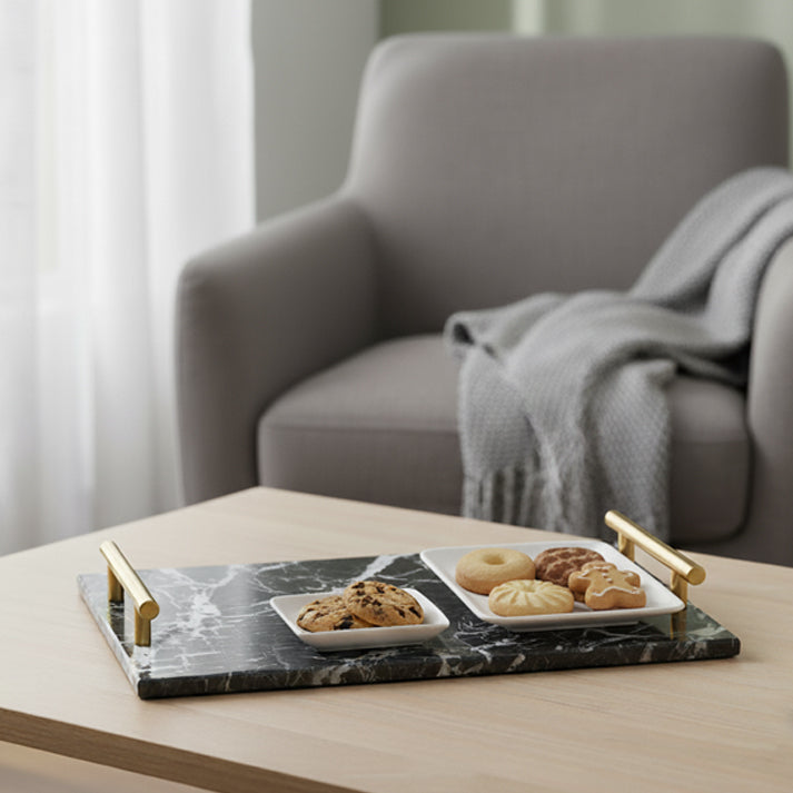 Midnight Majesty Rectangular Marble Tray 9x14