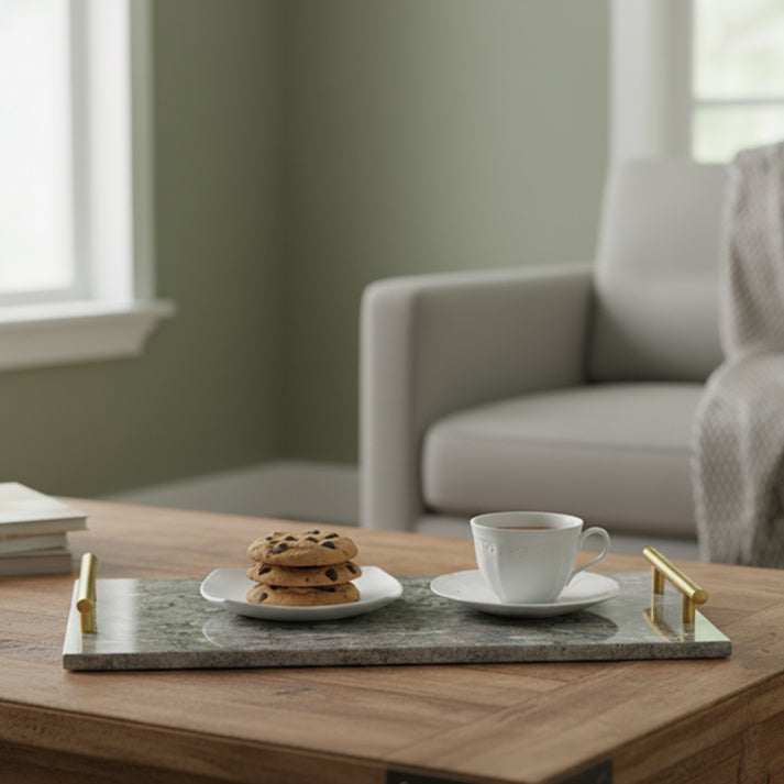 Ocean Grey Rectangular Marble Tray 9x14