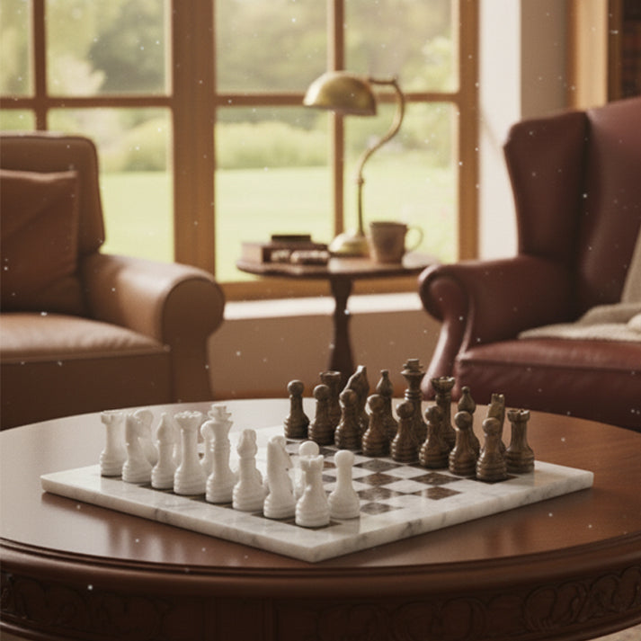 White & Driftwood Chess (12x12)