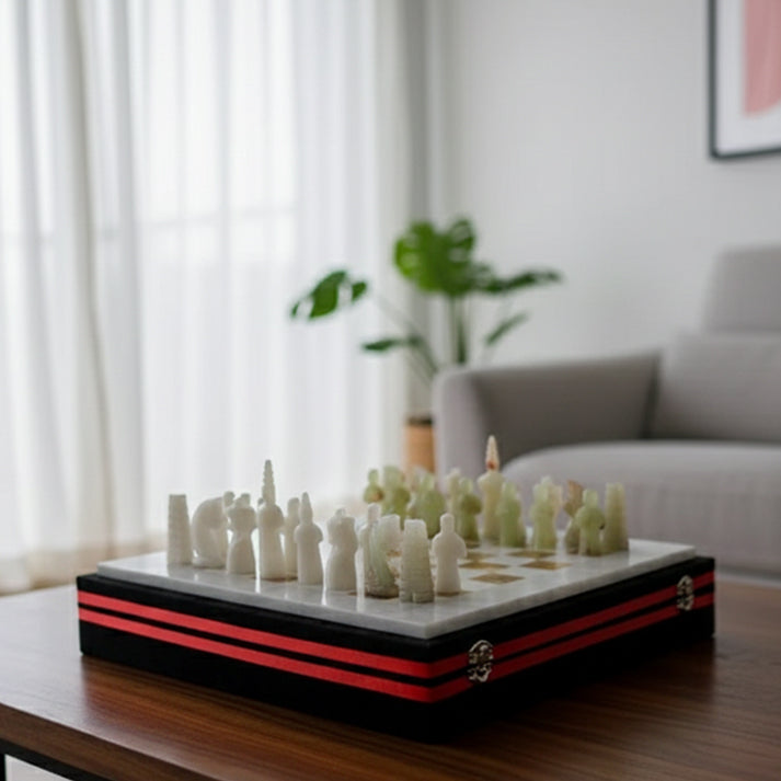 White & Onyx Marble Statue Chess Set (15x15)