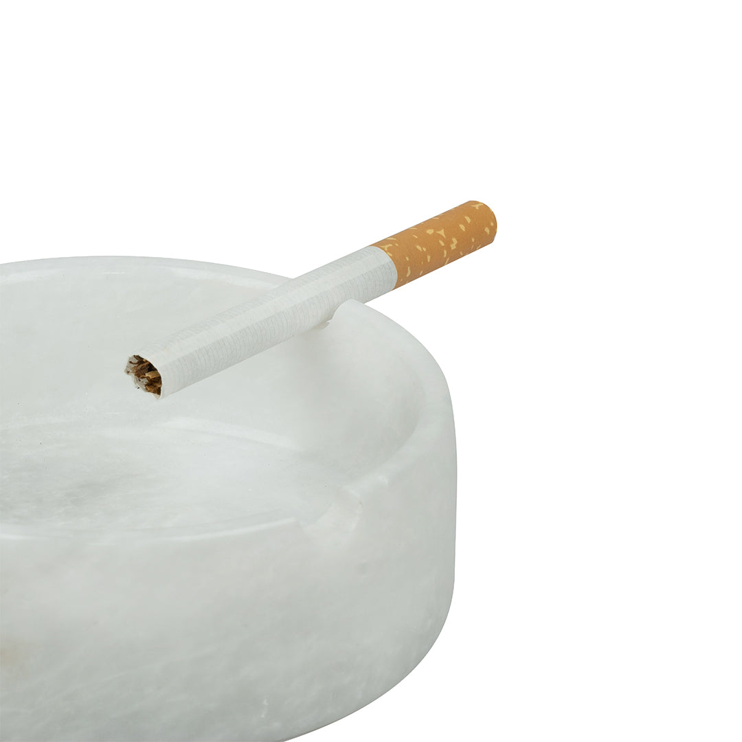 White Ash Tray with Cigarette Holder 3.5 x 1.25