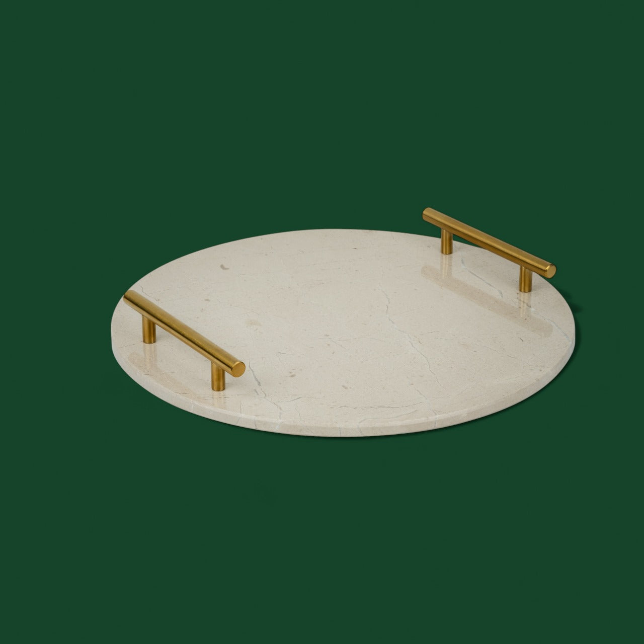 Imperial Ash White Round Marble Tray 14x14