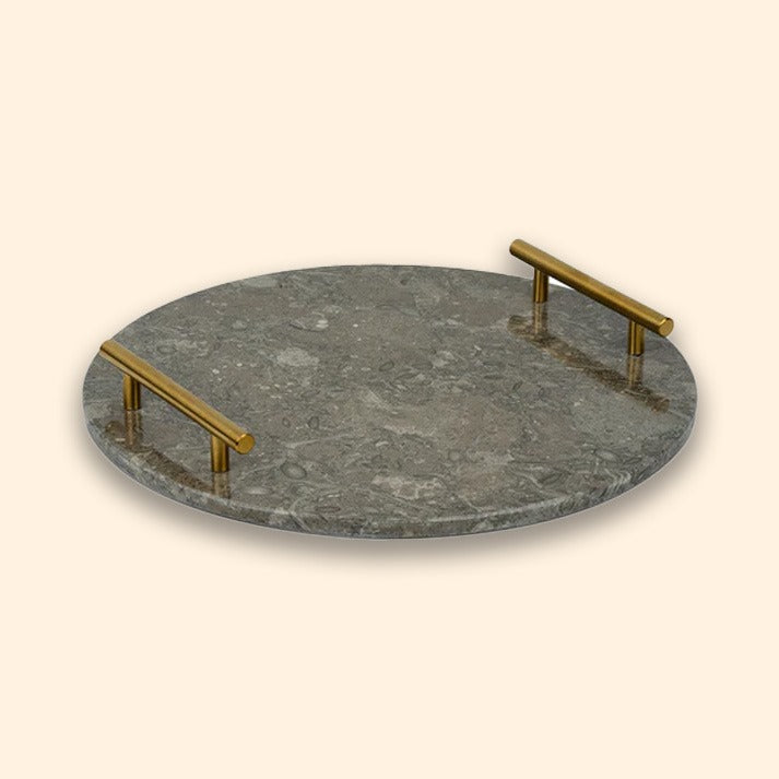 Ocean Grey Round Marble Tray 14x14